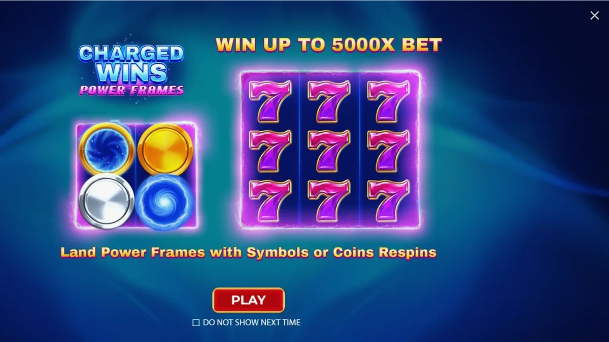 Neon at futuristic na disenyo ng Charged Wins: Power Frames slot